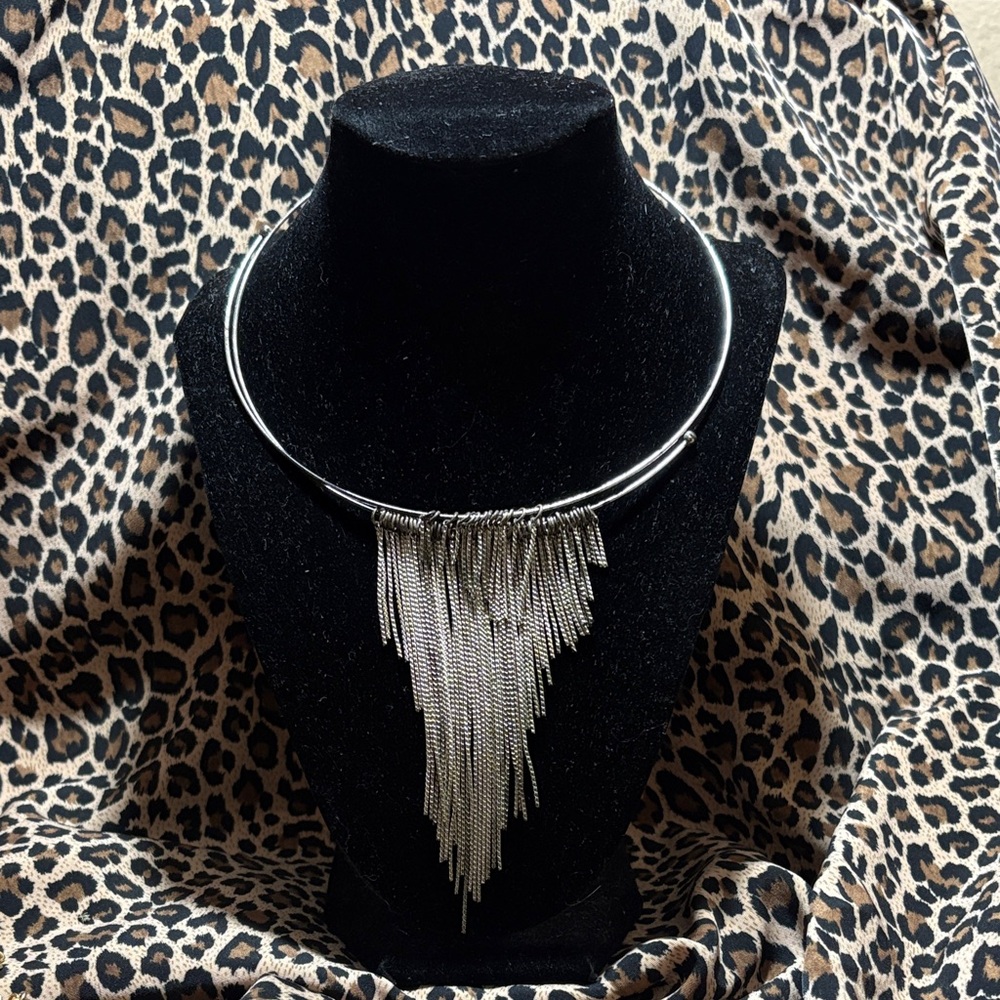 Elegant Silver Fringe Chocker